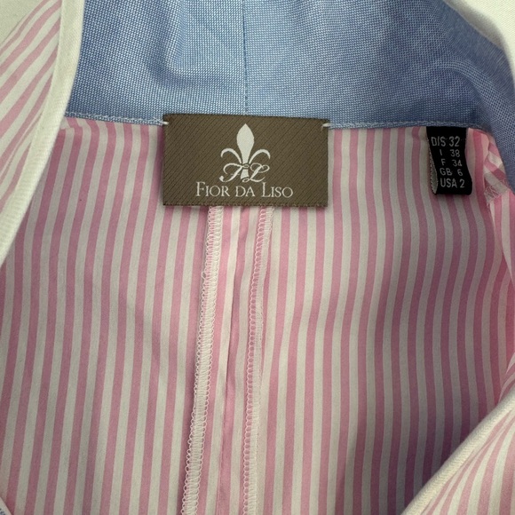 NWD Fior Da Liso Kara Button Shirt Women’s US 2 Pink Striped Cotton Blend New - Picture 5 of 16